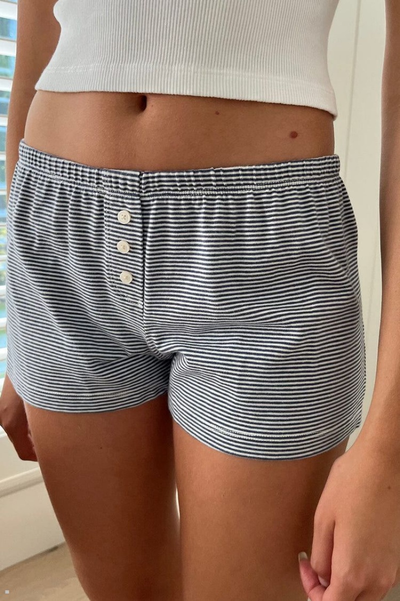 Short Brandy Melville Keira Rayé Bleu Marine Blanche | XSG-35101087